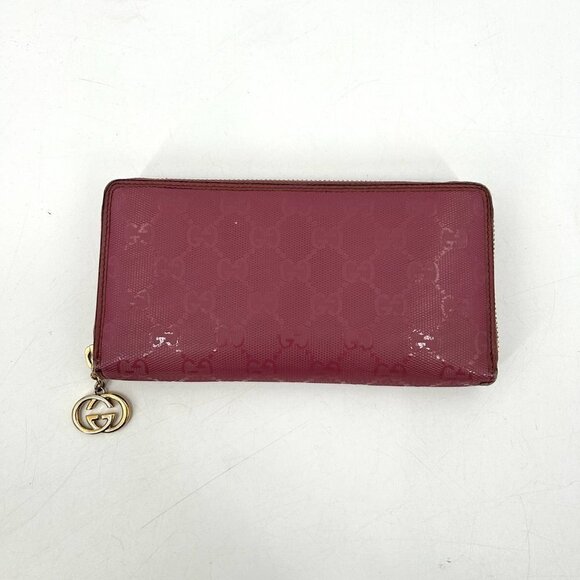 GUCCI Barbie Pink GG Signature Leather Full Zip Guccissima Continental Wallet - Picture 3 of 14